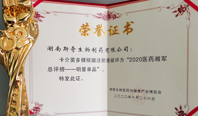 喜訊！斯奇康榮獲“2020醫(yī)藥湘軍總評(píng)榜—明星單品”